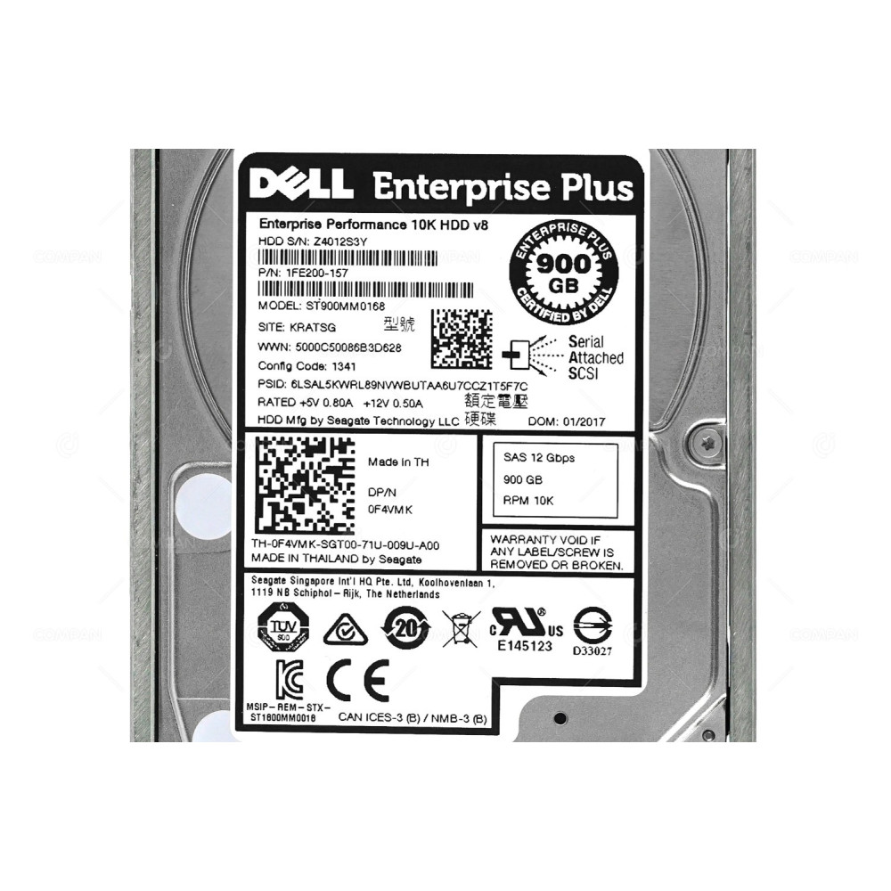 F4VMK CMP DELL HDD 900GB 10K SAS 12G 2.5" SFF FOR DELL POWERVAULT SCV2020